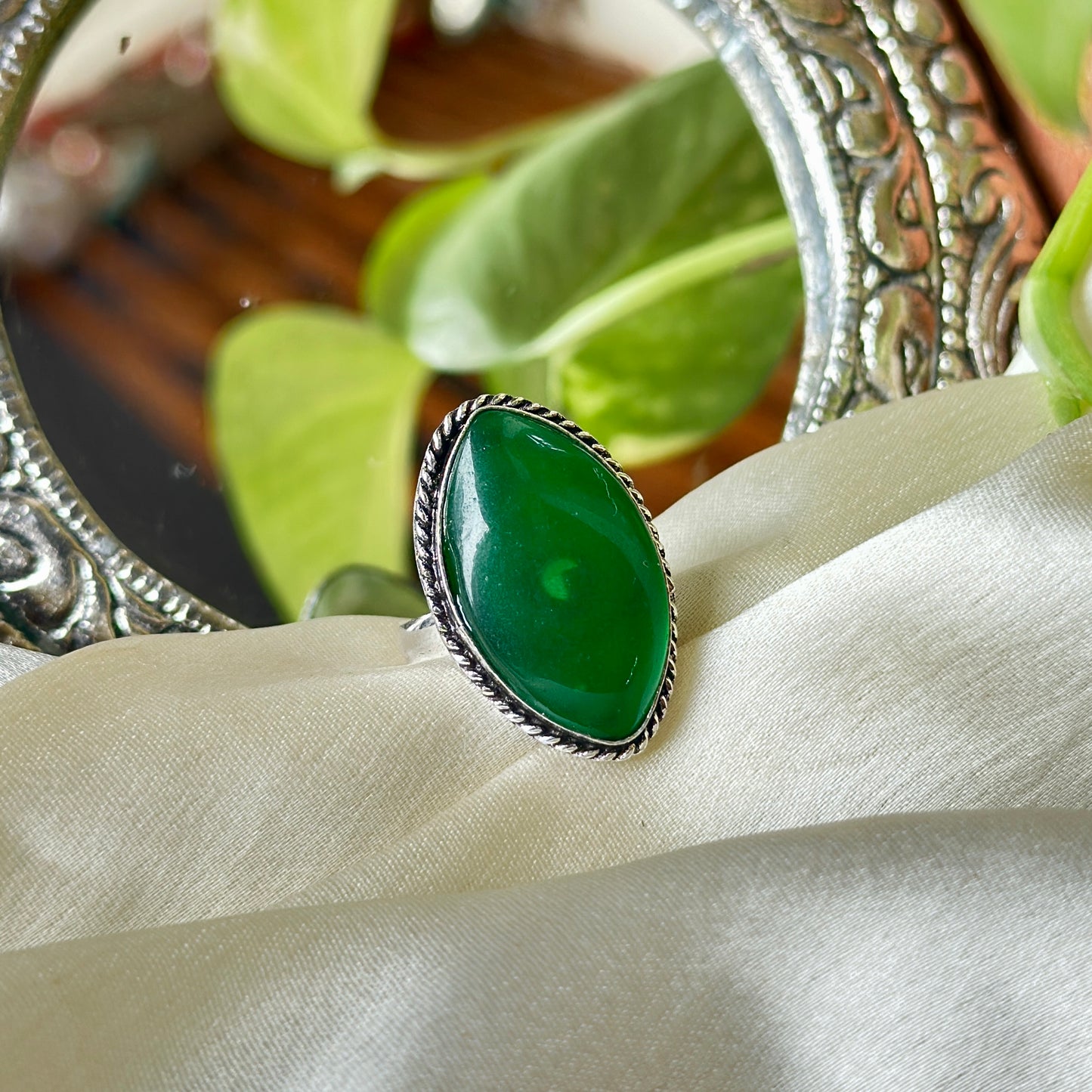 Natural Stone Adjustable Ring - Bloom - By Sushmita