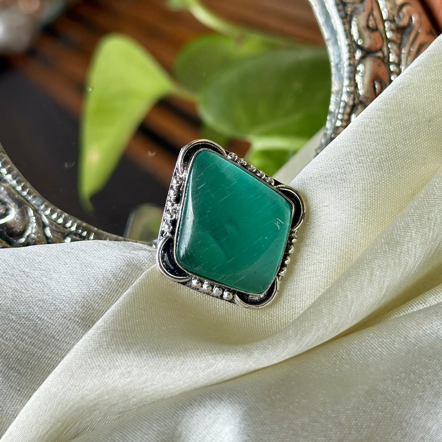Natural Stone Adjustable Ring - Bloom - By Sushmita