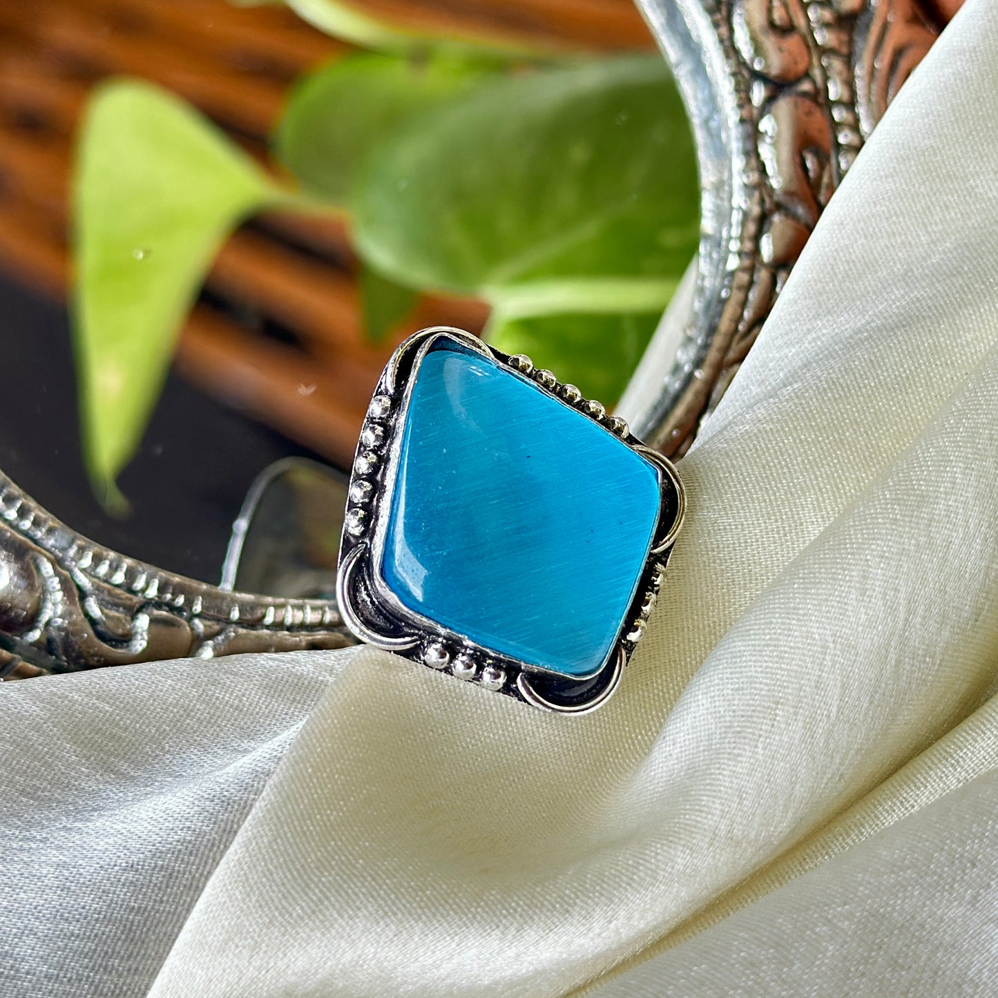 Natural Stone Adjustable Ring - Bloom - By Sushmita