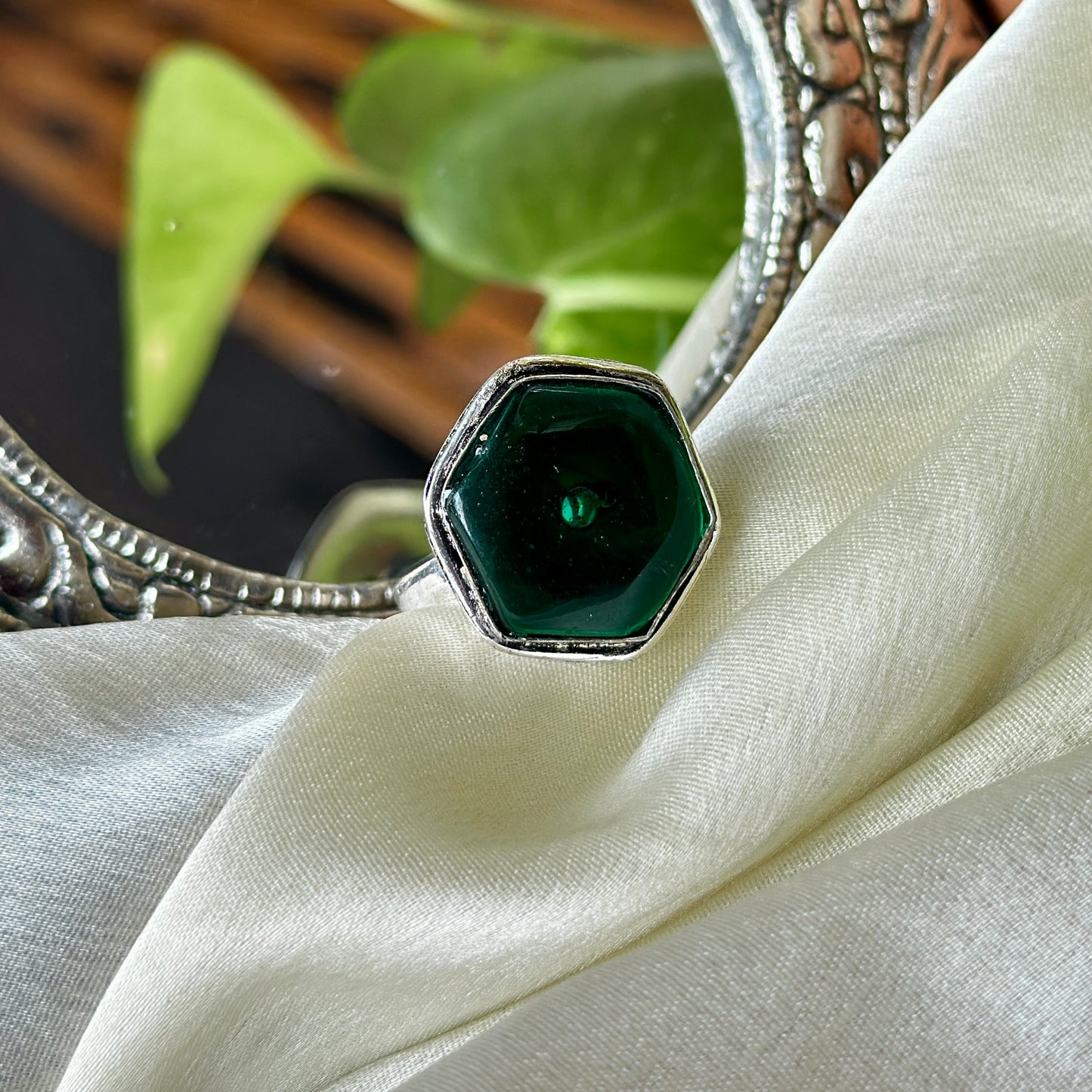 Natural Stone Adjustable Ring - Bloom - By Sushmita