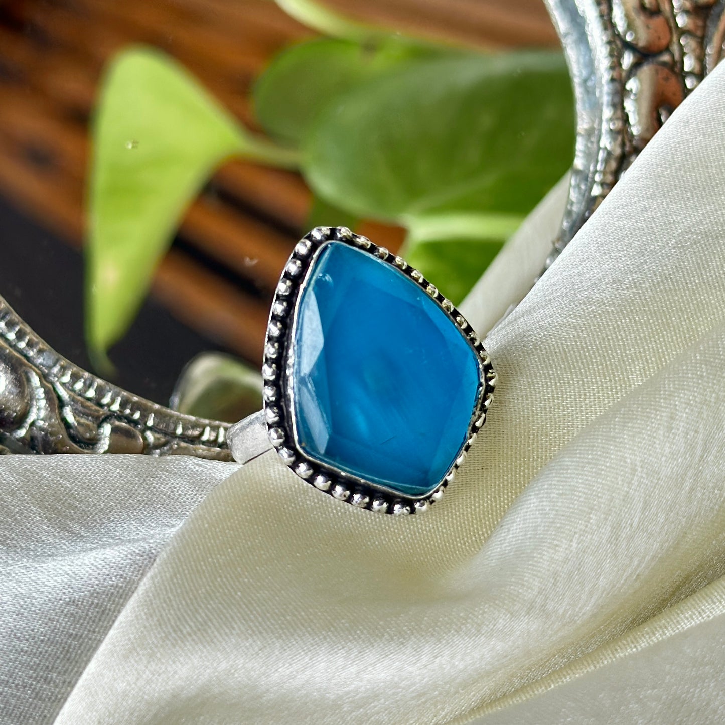 Natural Stone Adjustable Ring - Bloom - By Sushmita