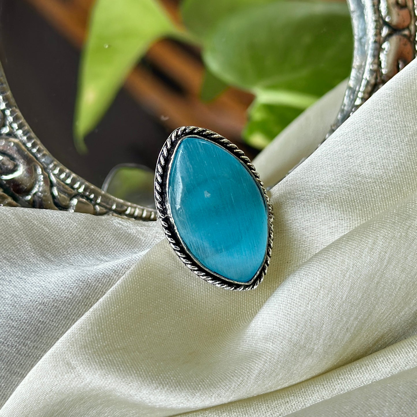 Natural Stone Adjustable Ring - Bloom - By Sushmita