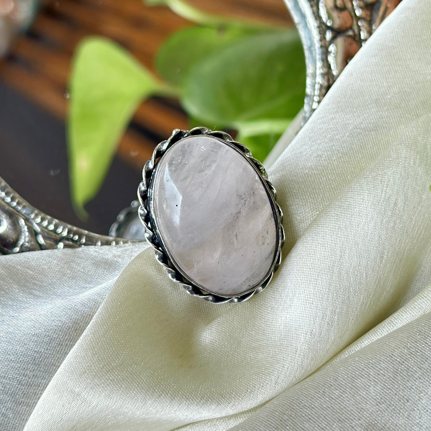Natural Stone Adjustable Ring - Bloom - By Sushmita