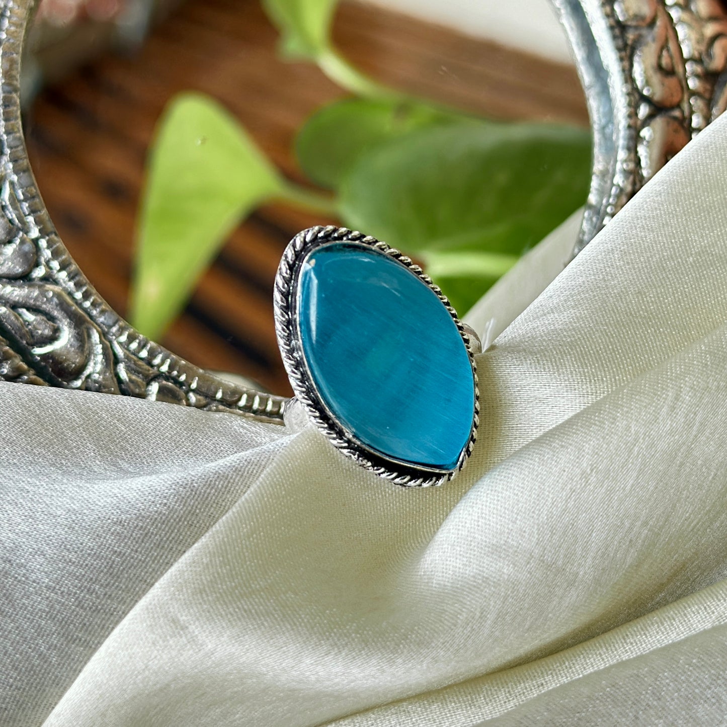 Natural Stone Adjustable Ring - Bloom - By Sushmita