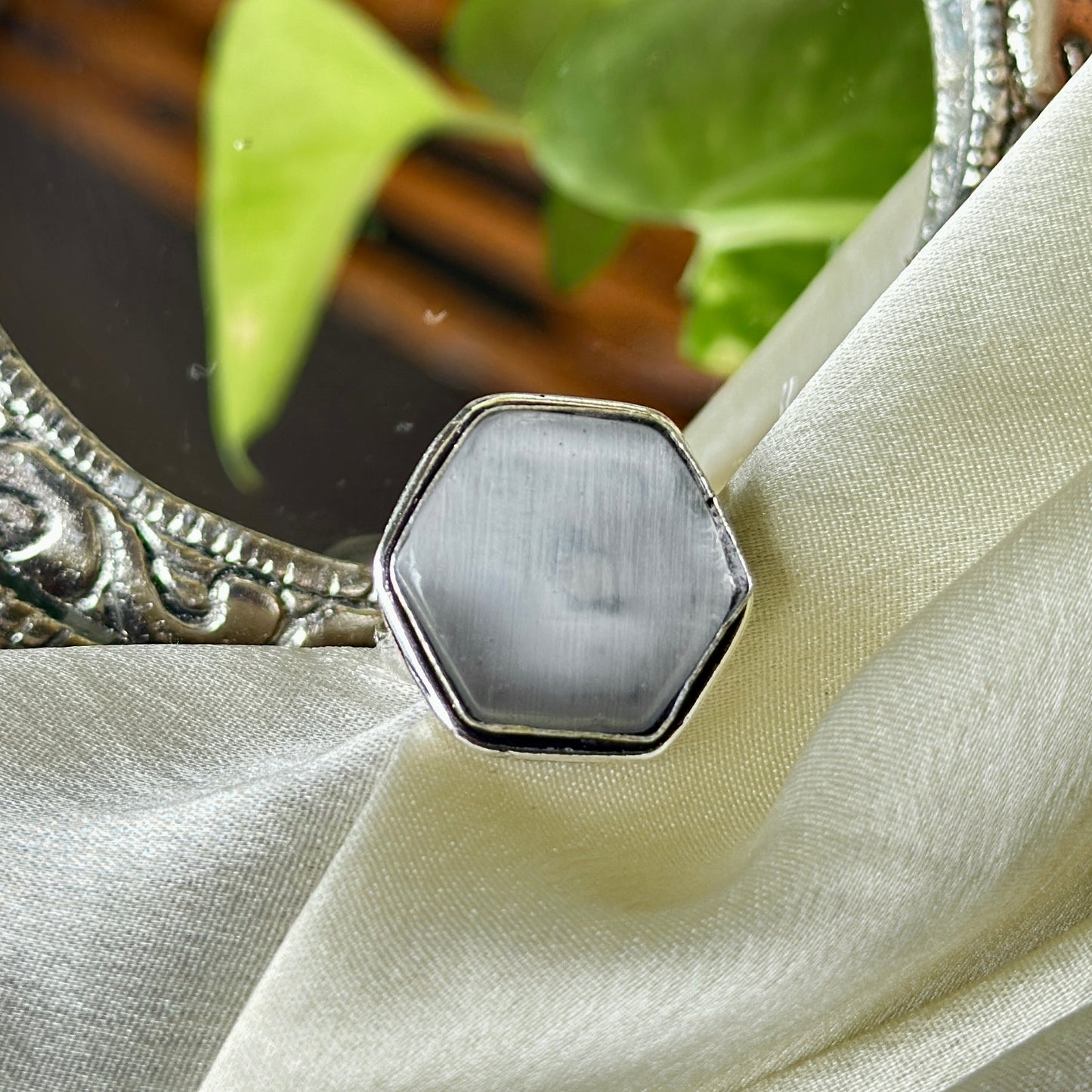 Natural Stone Adjustable Ring - Bloom - By Sushmita