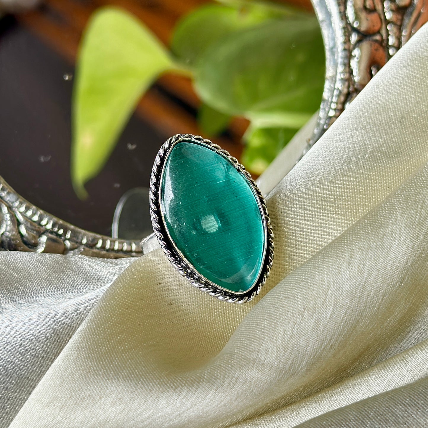 Natural Stone Adjustable Ring - Bloom - By Sushmita