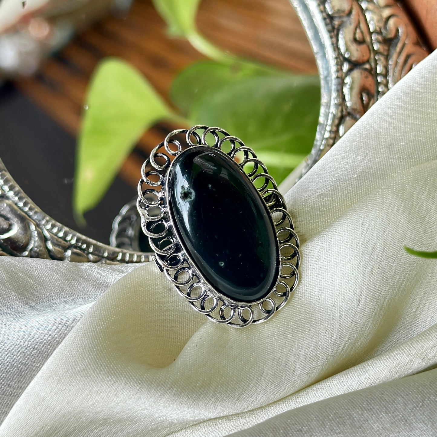 Natural Stone Adjustable Ring - Bloom - By Sushmita