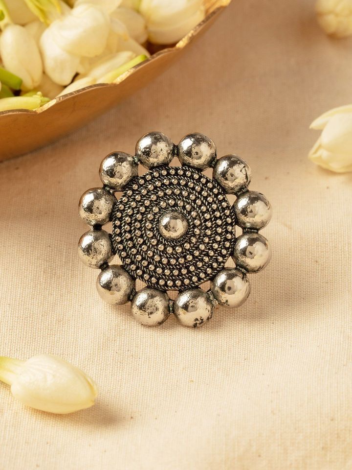 Adjustable Silver plated Ring - Bloom - By Sushmita