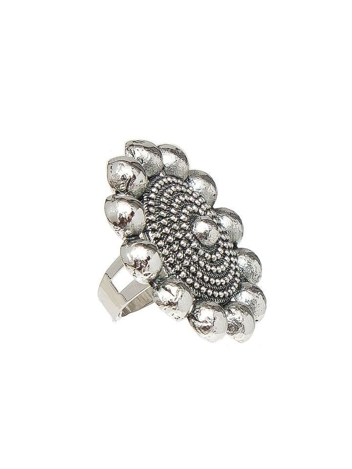 Adjustable Silver plated Ring - Bloom - By Sushmita
