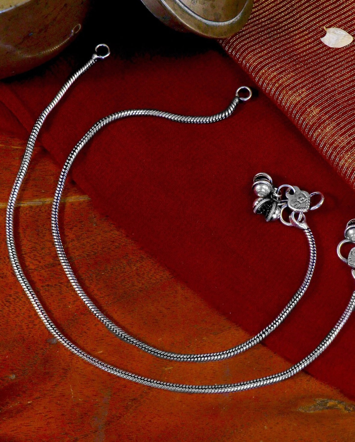 SILVER DELICATE GHUNGROO ANKLETS - Bloom - By Sushmita