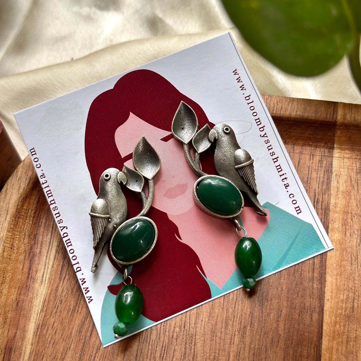 Monalisa Stone Bird Earrings - Bloom - By Sushmita