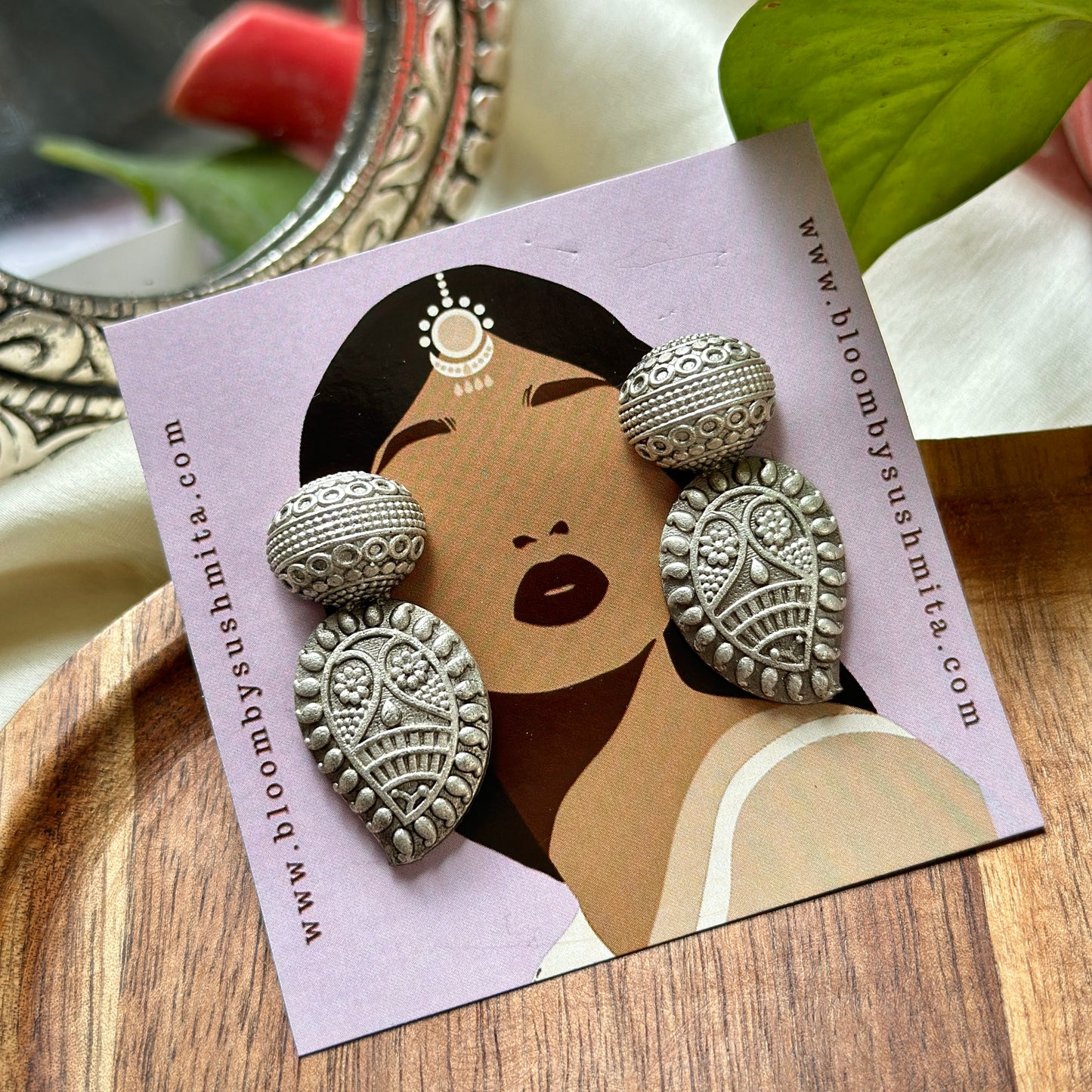Antique silver lookalike Earrings - Bloom - By Sushmita