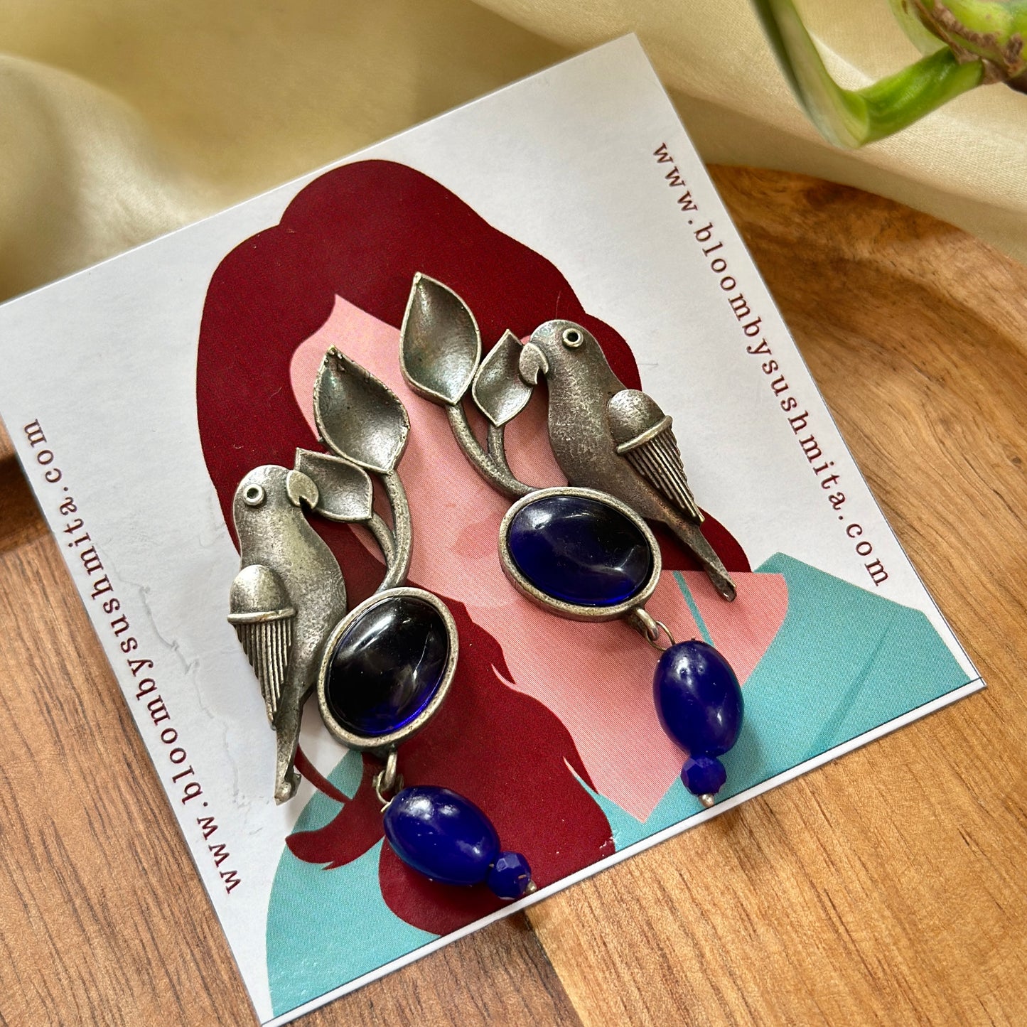 Monalisa Stone Bird Earrings - Bloom - By Sushmita