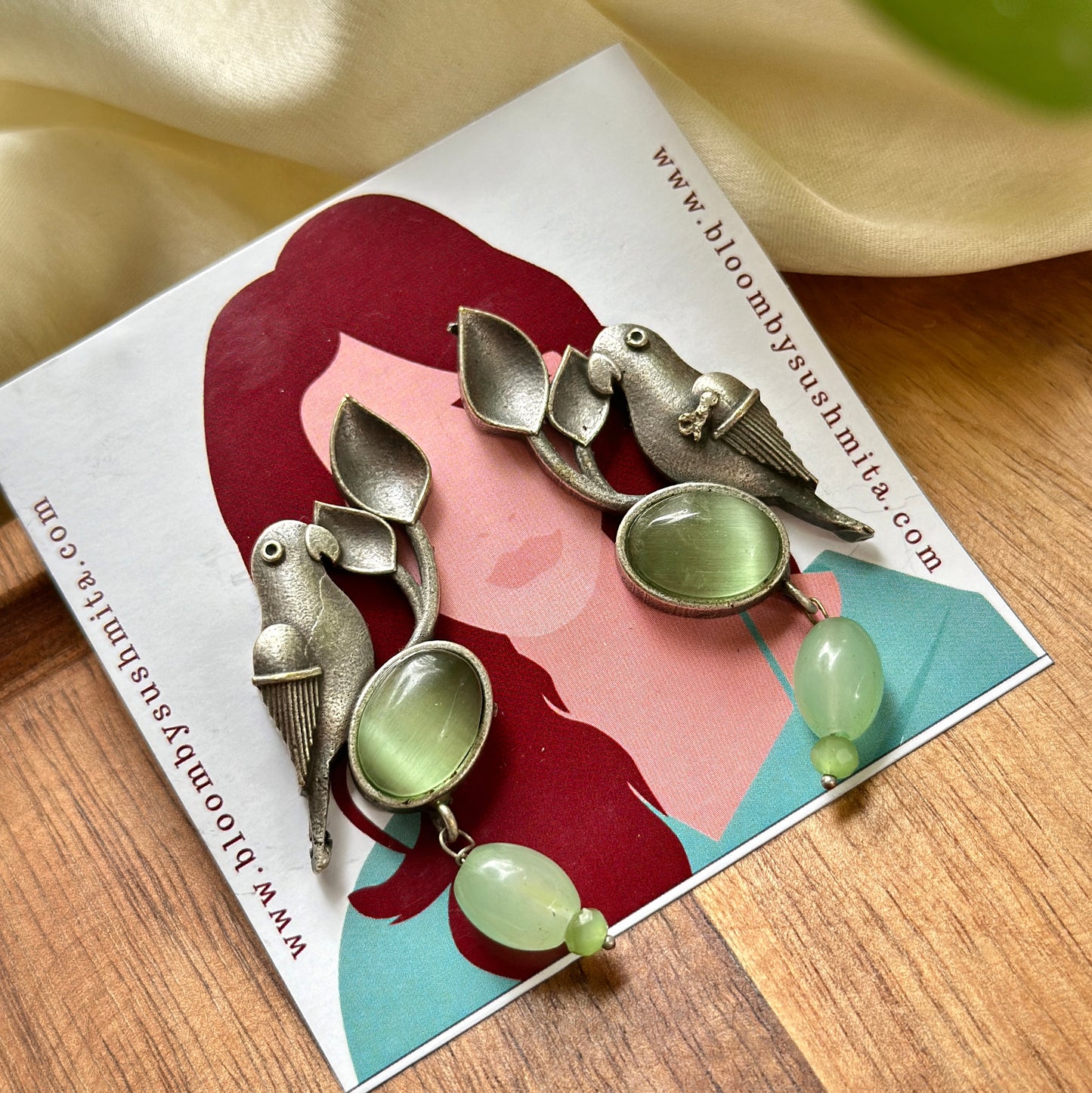 Monalisa Stone Bird Earrings - Bloom - By Sushmita