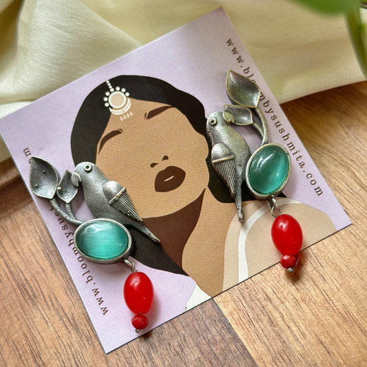 Monalisa Stone Bird Earrings - Bloom - By Sushmita