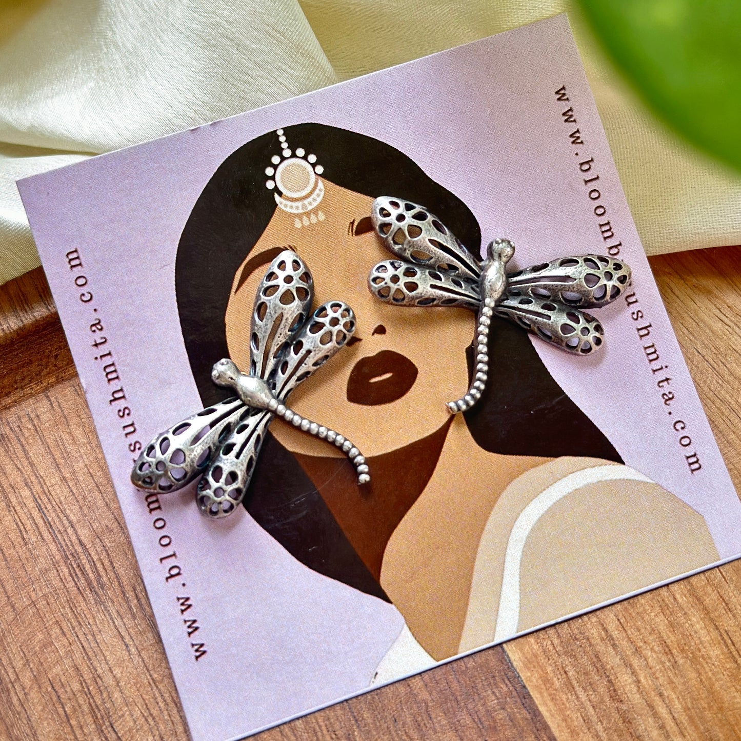 Dragon Fly Silver Earrings - Bloom - By Sushmita
