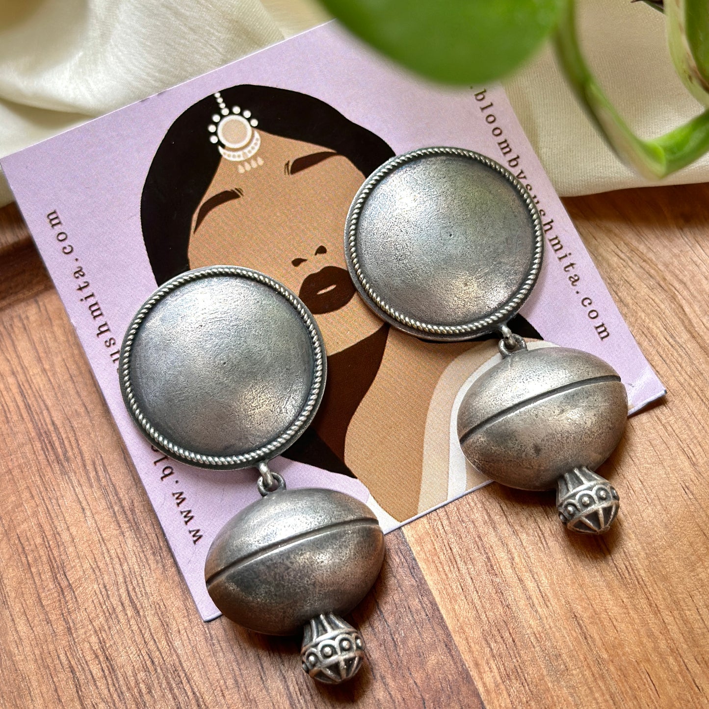 Round Matka Silver Earrings - Bloom - By Sushmita