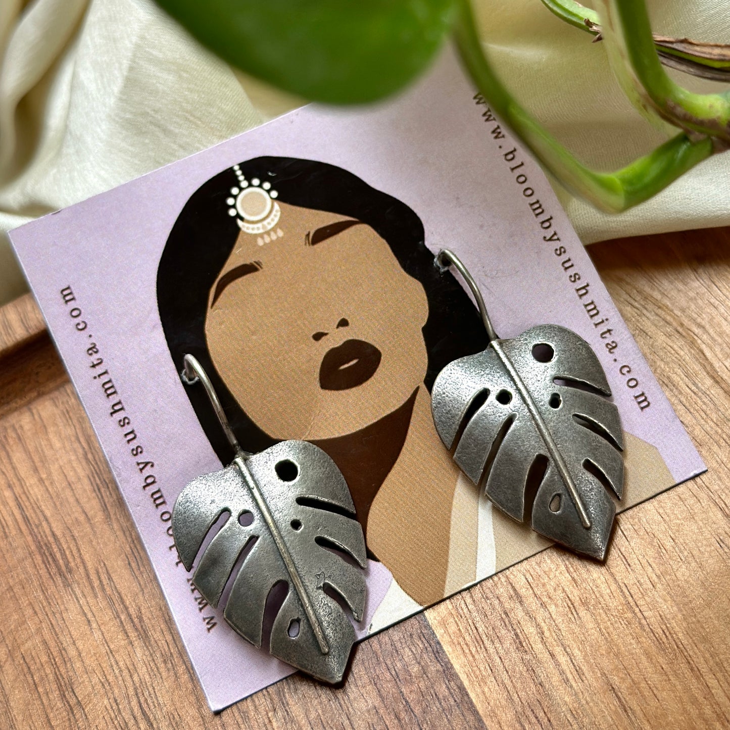 Silver Leaf Hanging Earrings - Bloom - By Sushmita