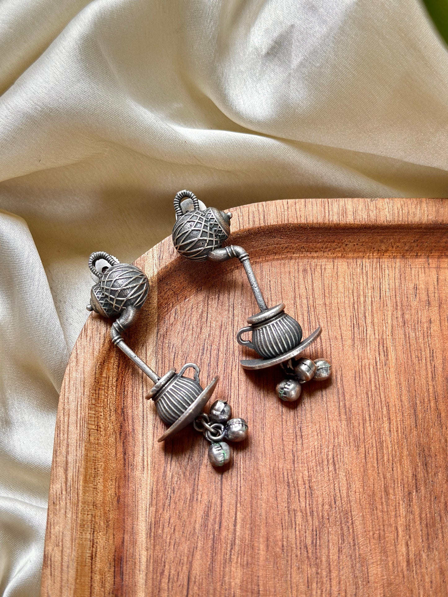 Chai Matka Silver Earrings - Bloom - By Sushmita