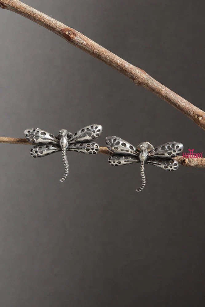 Dragon Fly Silver Earrings - Bloom - By Sushmita