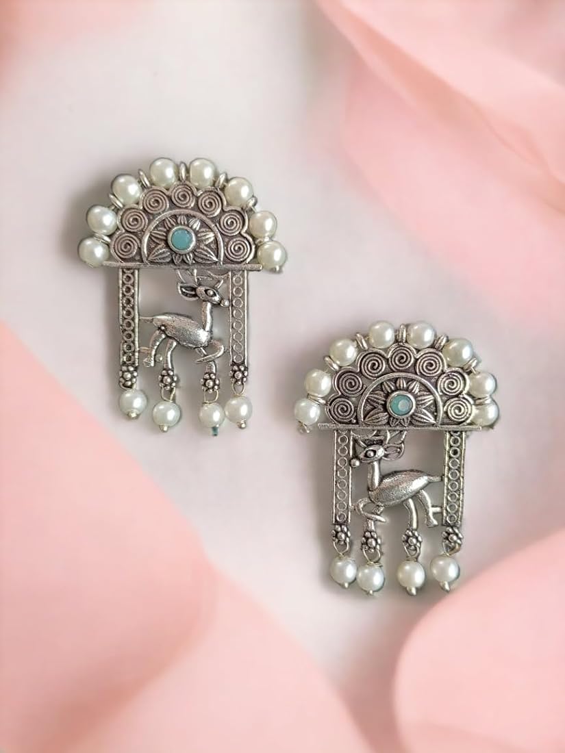 Deer Silver Stud Earrings - Bloom - By Sushmita