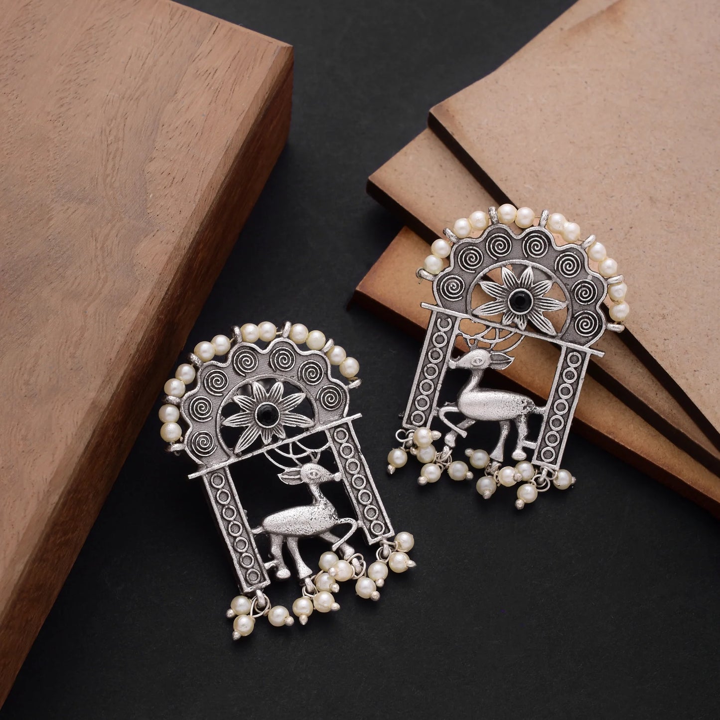 Deer Silver Stud Earrings - Bloom - By Sushmita
