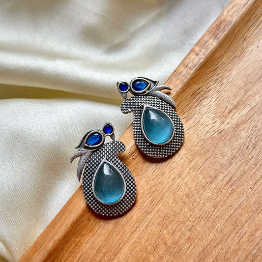 Monalisa Colourful Stone Bird Stud Earrings - Bloom - By Sushmita