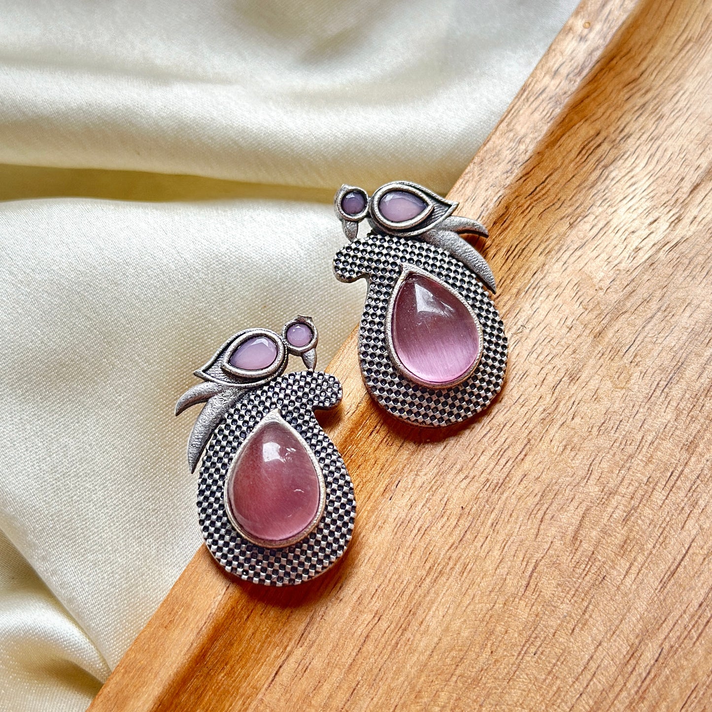 Monalisa Colourful Stone Bird Stud Earrings - Bloom - By Sushmita