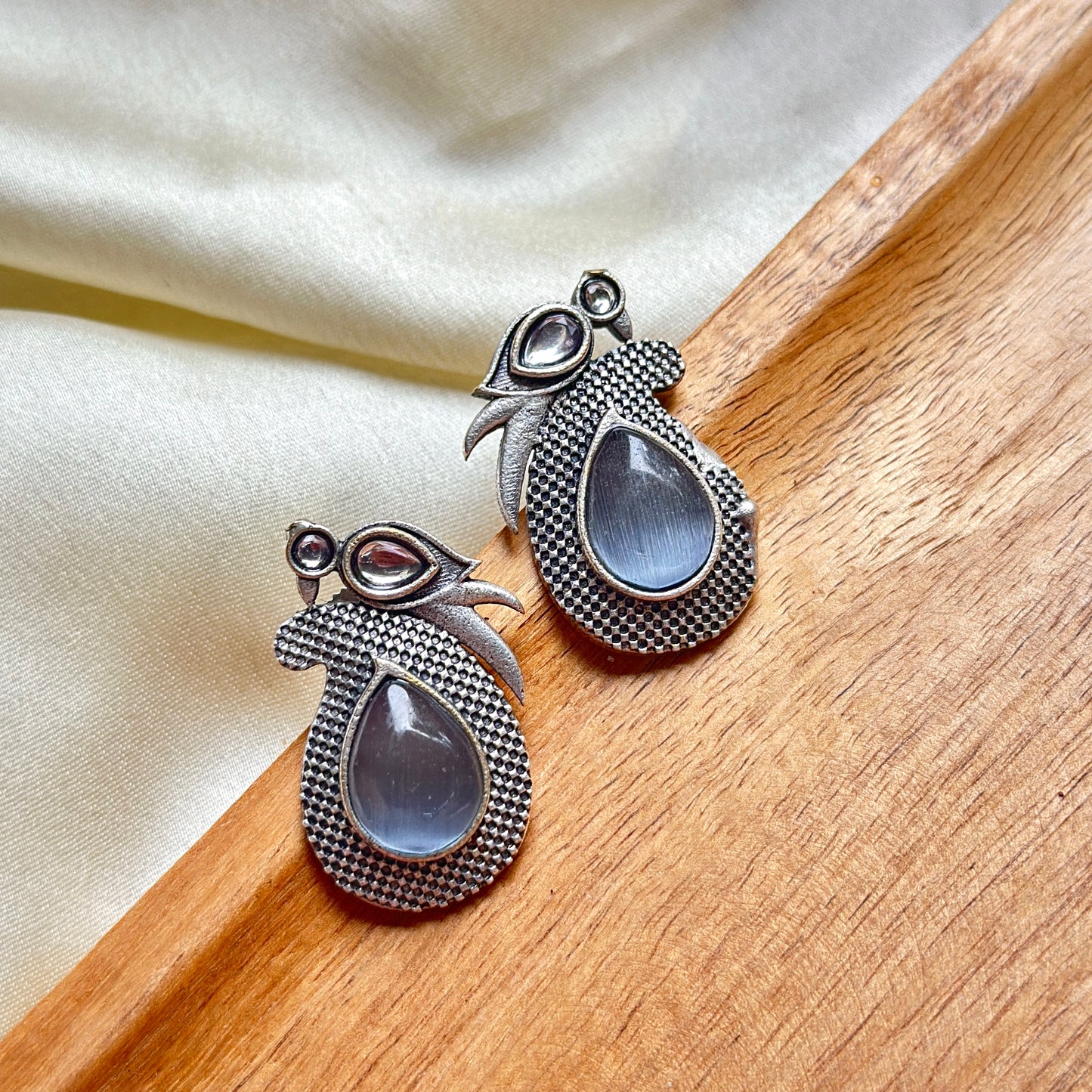Monalisa Colourful Stone Bird Stud Earrings - Bloom - By Sushmita
