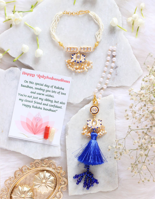 Designer Couple Rakhi Set For Bhaiya Bhabhi - Bloom - By Sushmita