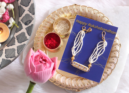 Designer kundan and pearl Bracelet Rakhi - Bloom - By Sushmita