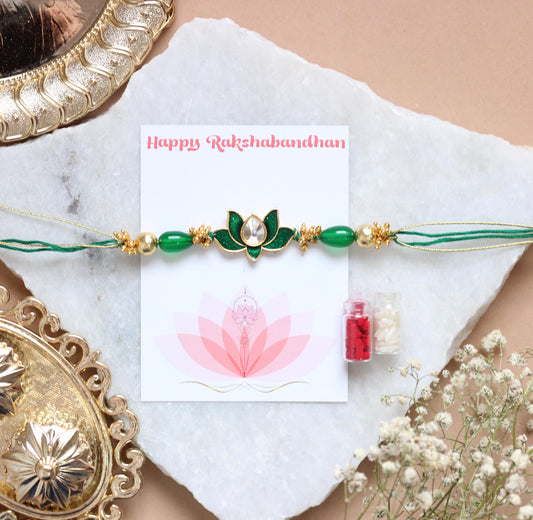Designer kundan and Meena Rakhi - Bloom - By Sushmita