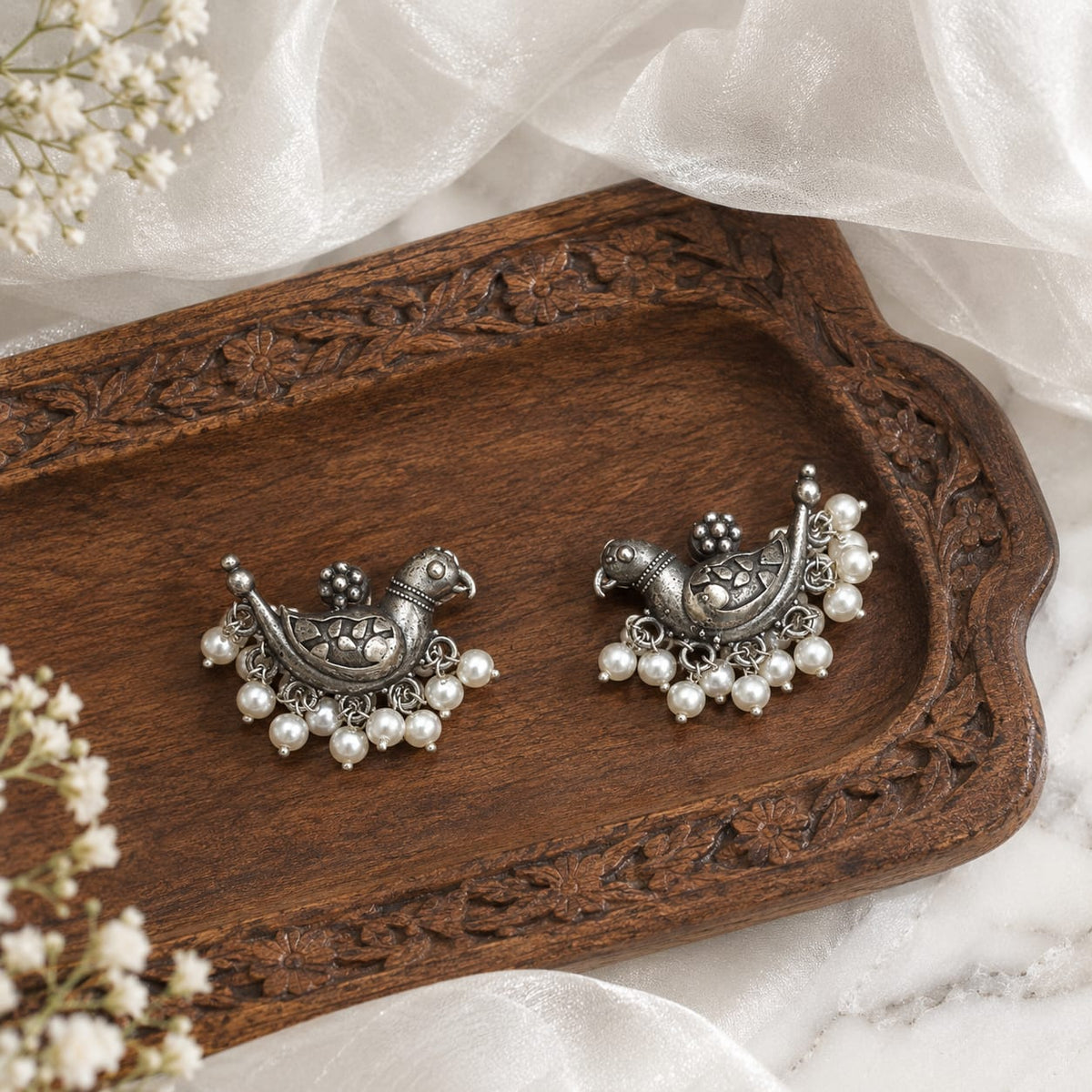 Bird Silver Stud Earrings