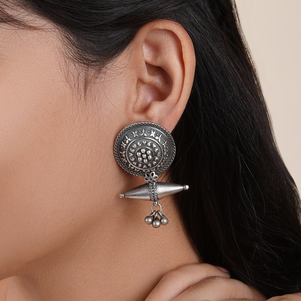 Silver Round Earring - Bloom - By Sushmita