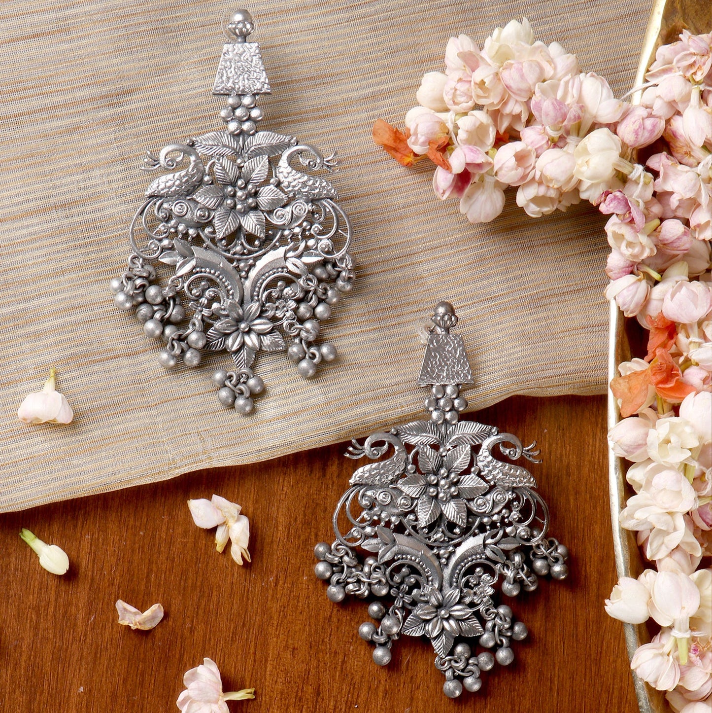 PEACOCK ANTIQUE EARRINGS - Bloom - By Sushmita