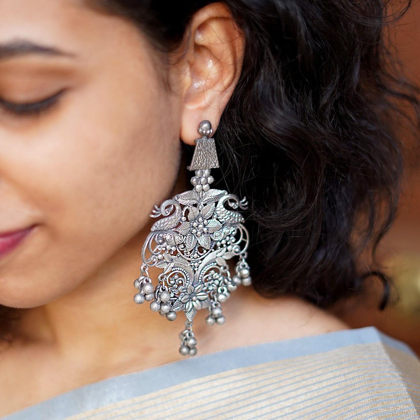 PEACOCK ANTIQUE EARRINGS - Bloom - By Sushmita