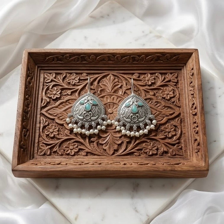 Monalisa stone Statement light-weighted Silver Earrings