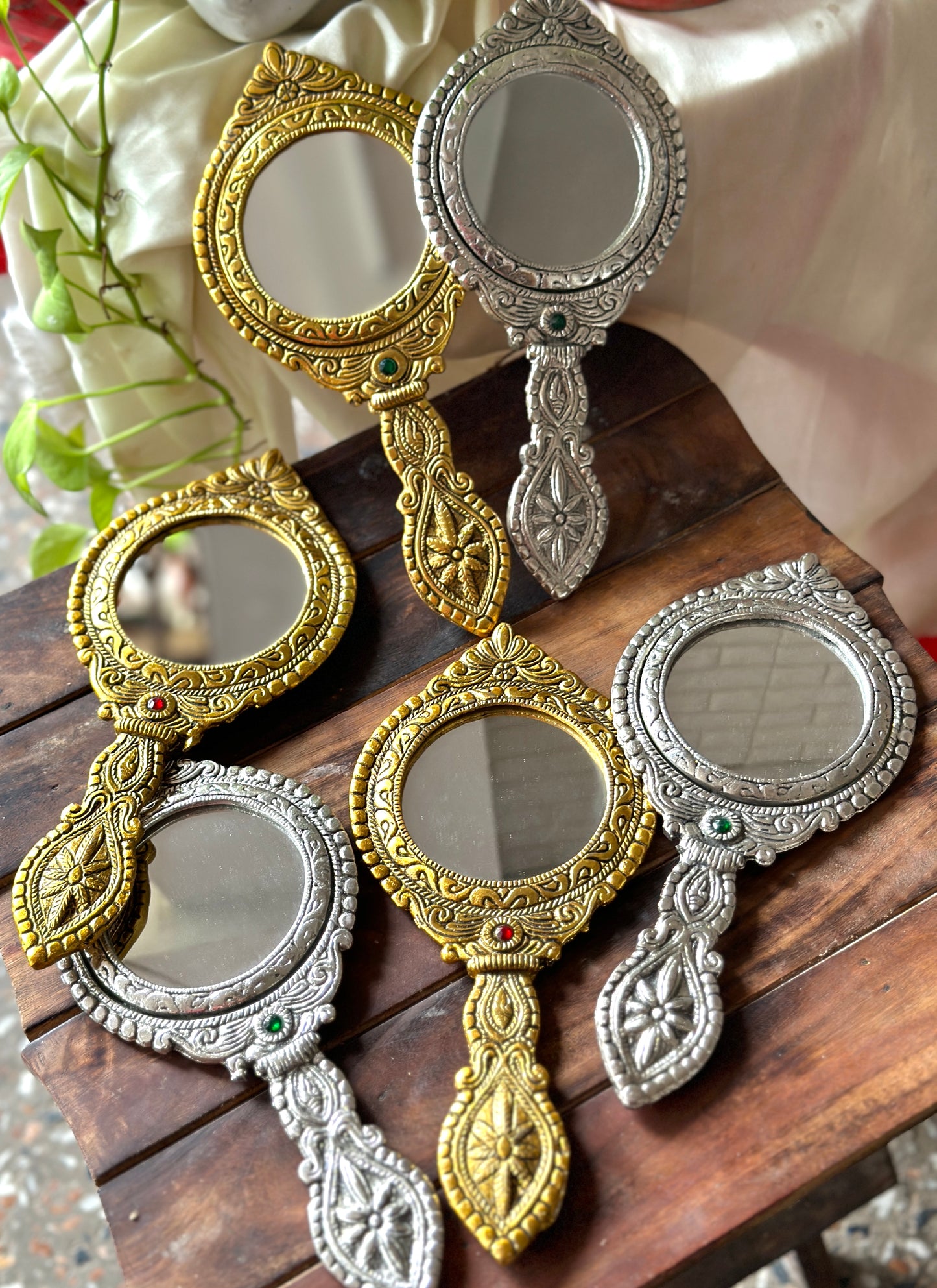 German Silver Mirror - Bloom - By Sushmita