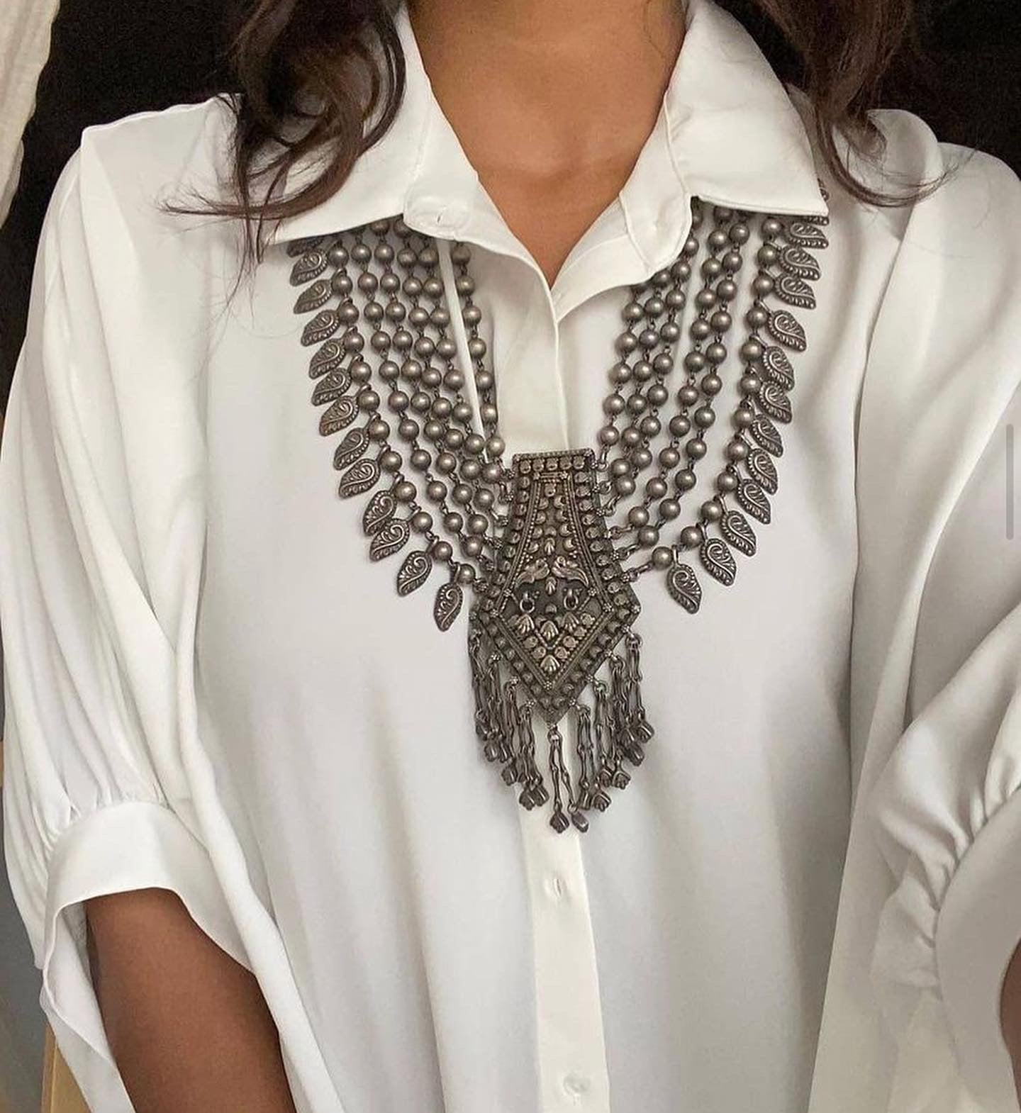 Amaira Oxidised Black Statement Neckpiece - Bloom - By Sushmita