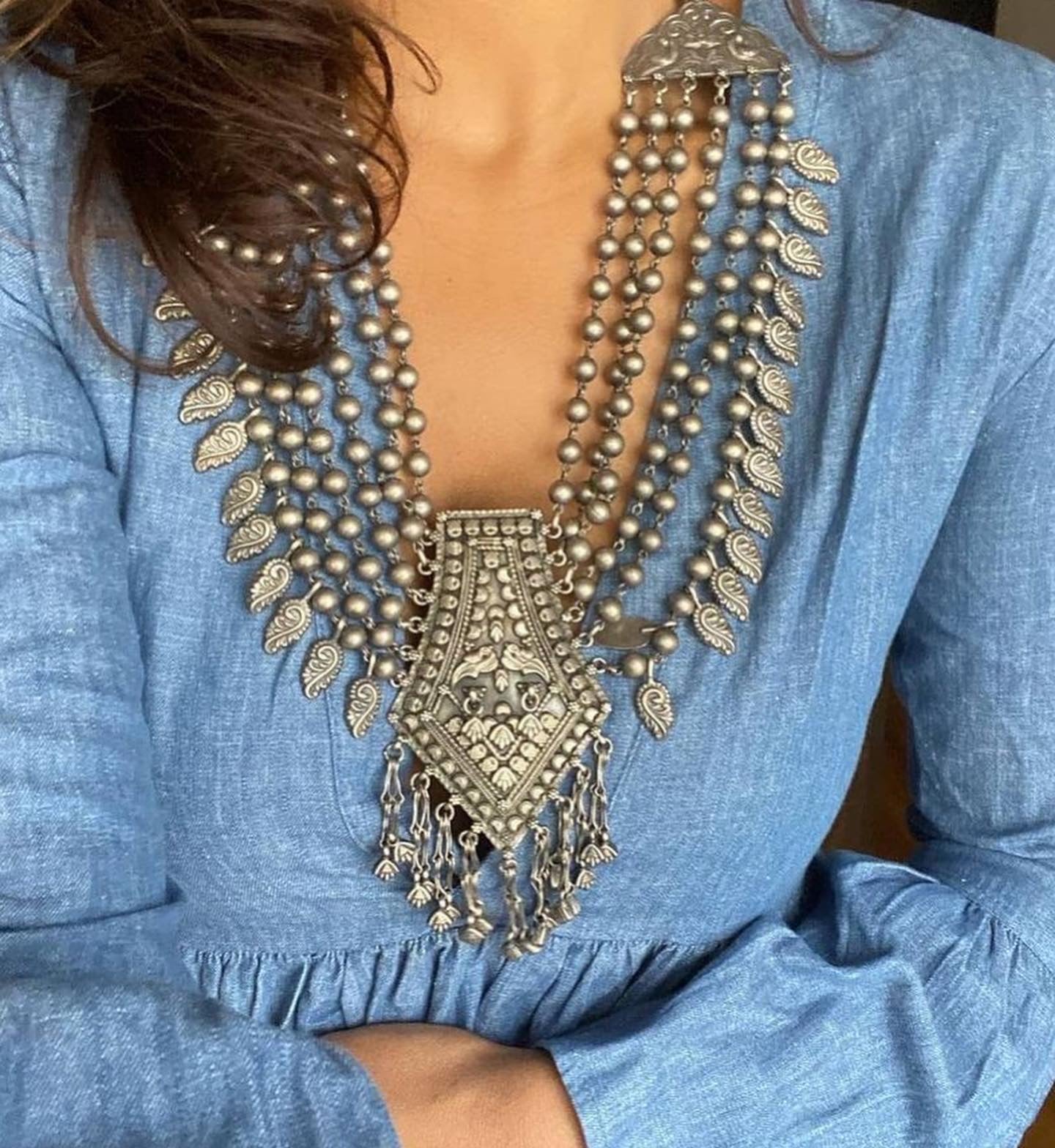 Amaira Oxidised Black Statement Neckpiece - Bloom - By Sushmita