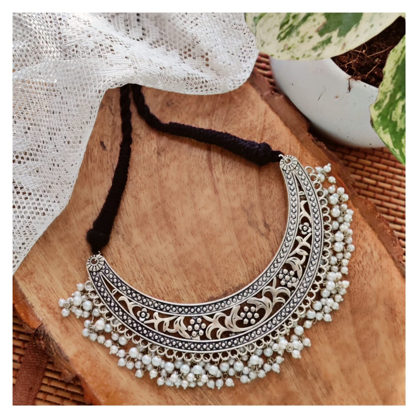White Pearl Necklace - Bloom - By Sushmita