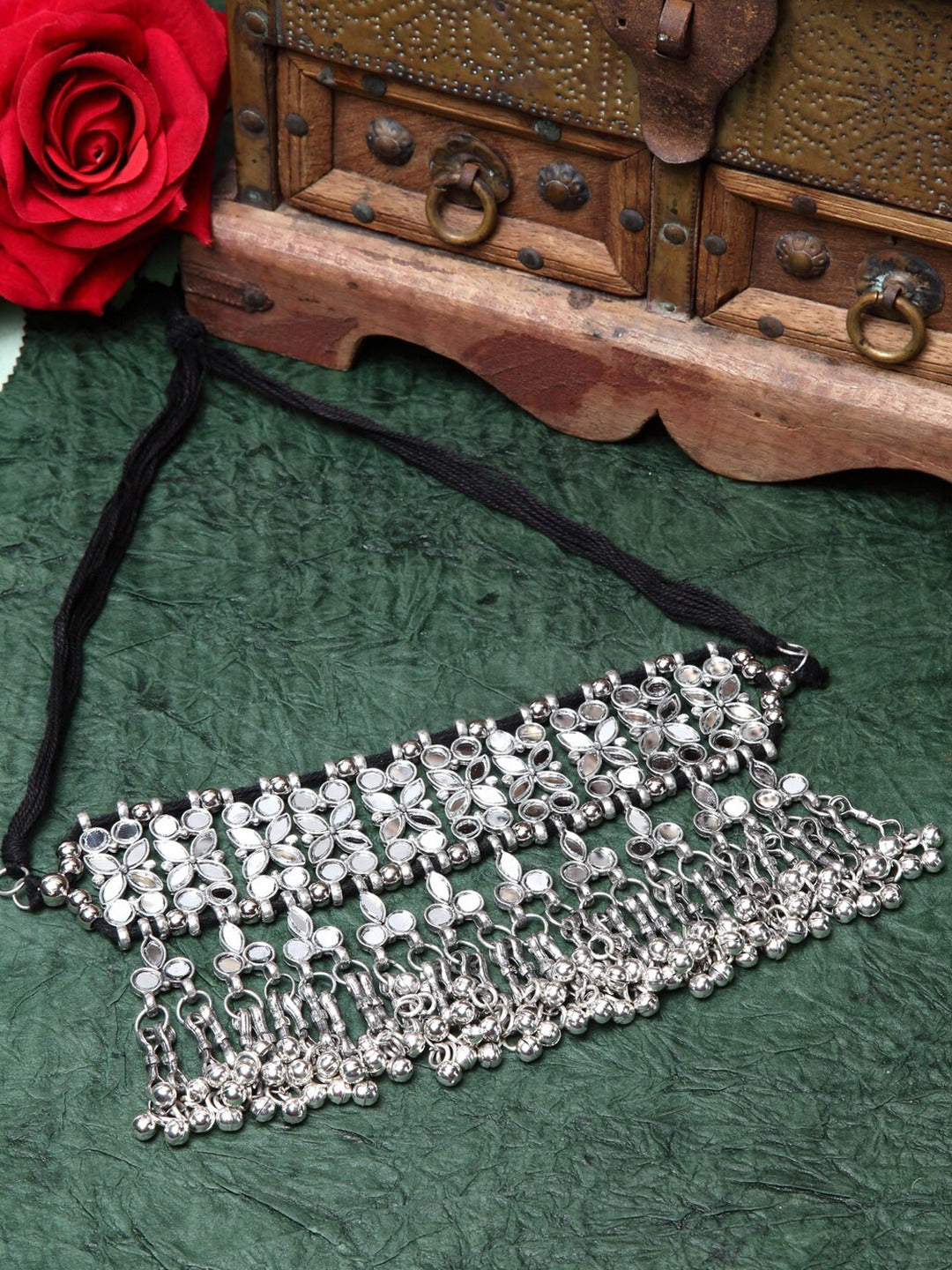 MIRROR TASSELED CHOKER NECKLACE - Bloom - By Sushmita