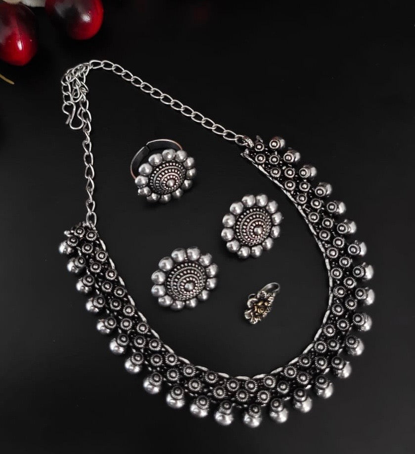 4-PIECE SILVER COMBO SET - Bloom - By Sushmita