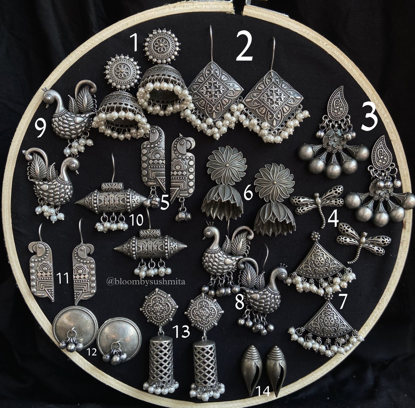 14-Piece Silver Earrings Gift Combo Set - Bloom - By Sushmita