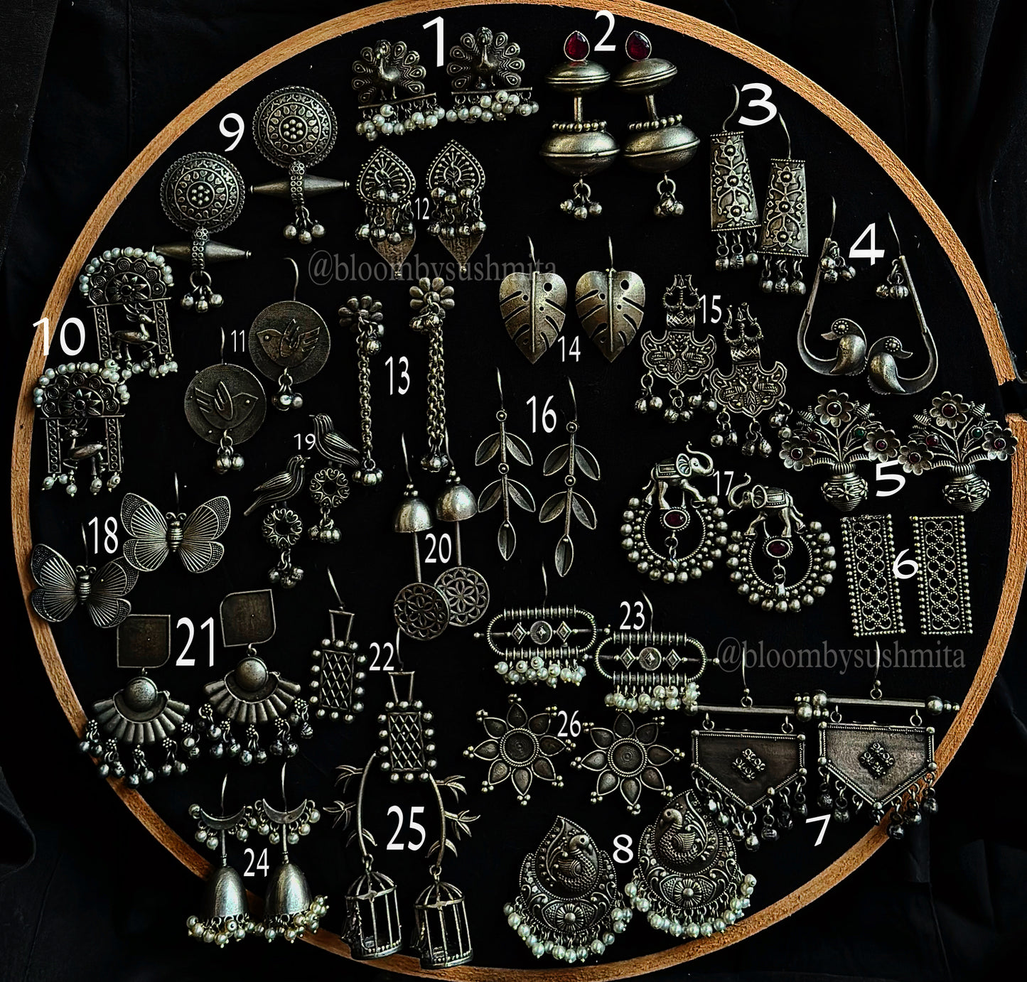 FIRDAUZ SILVER EARRINGS 26-PIECE SET - Bloom - By Sushmita
