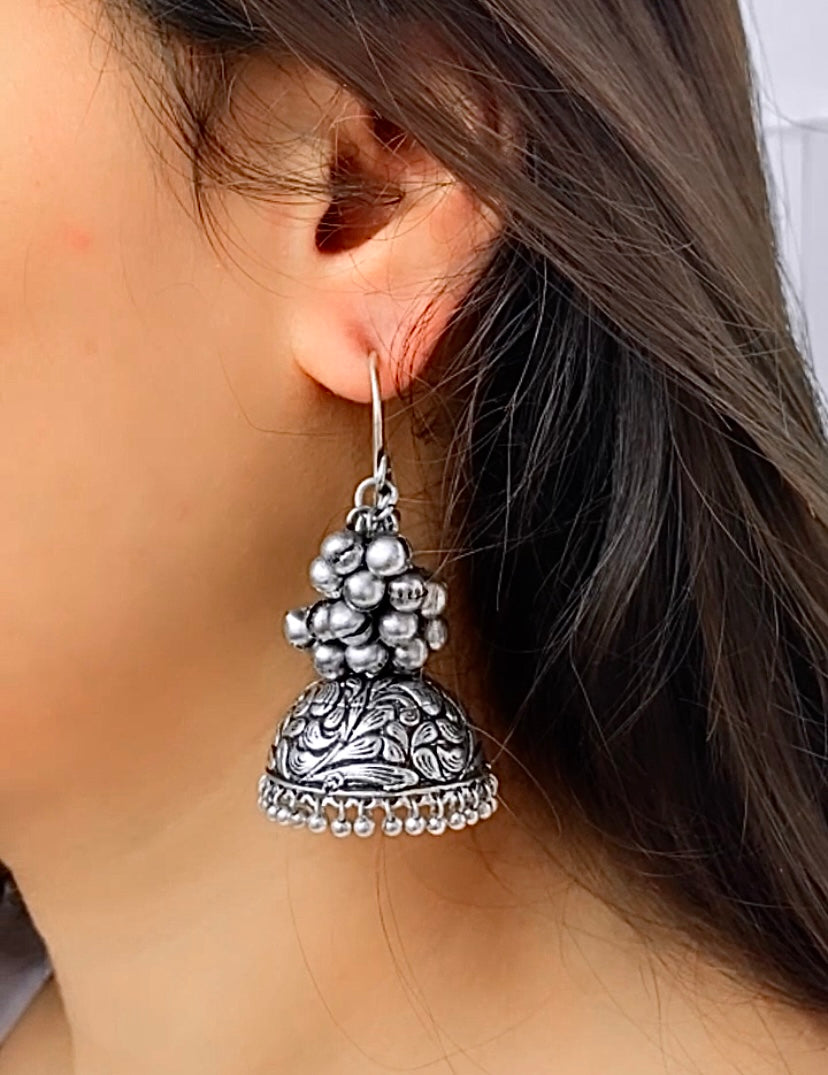 SILVER GHUNGROO JHUMKA - Bloom - By Sushmita
