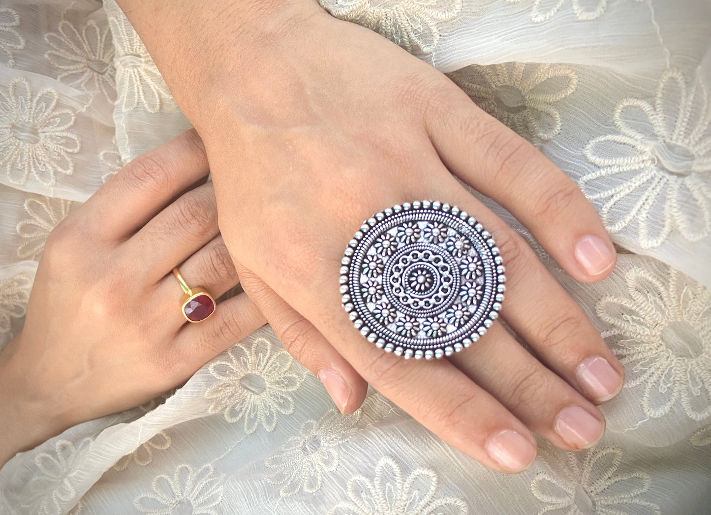 OXIDISED BOHO RING - Bloom - By Sushmita