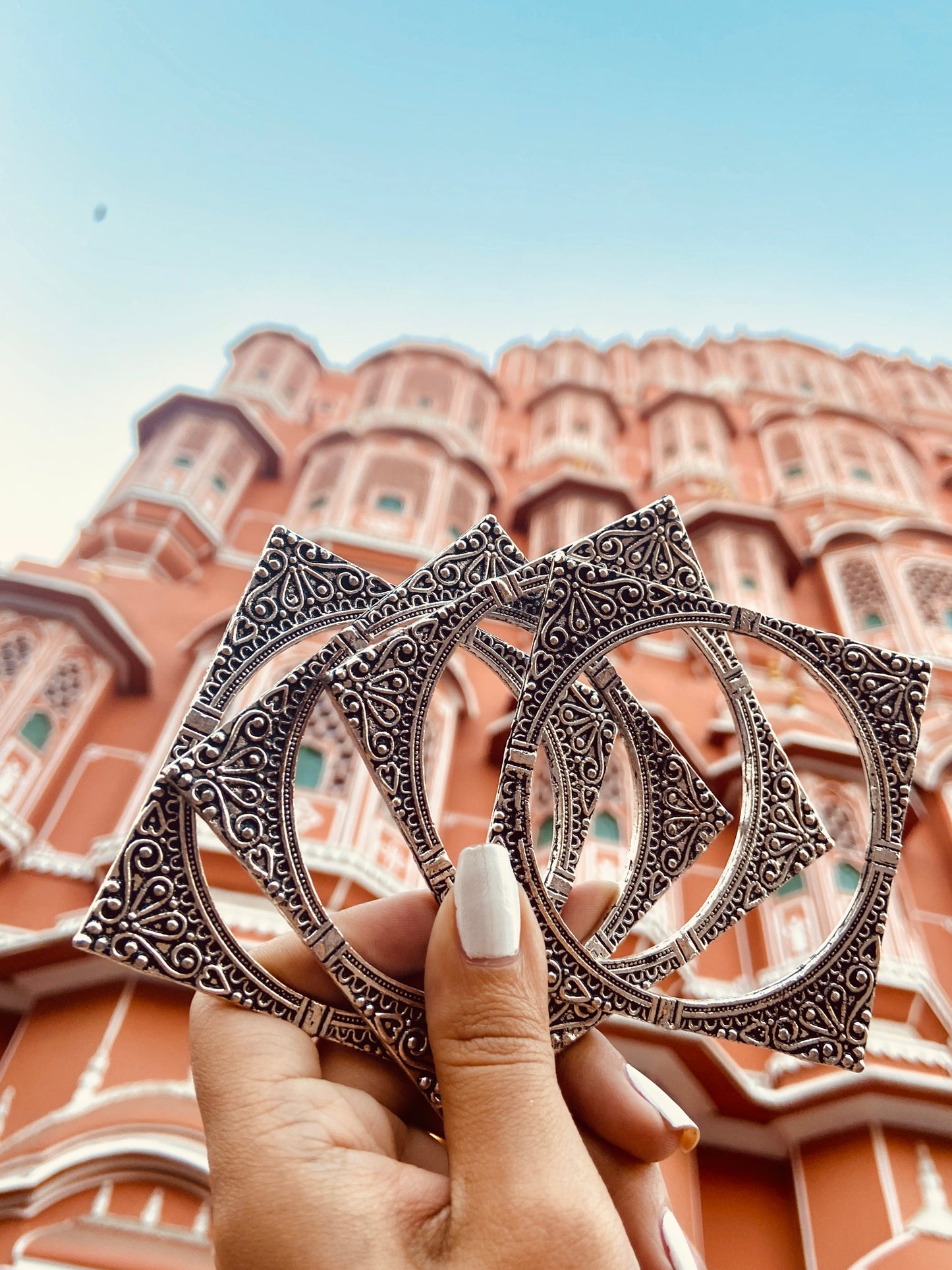 SILVER SLEEK SQUARE SHAPED BANGLES - Bloom - By Sushmita
