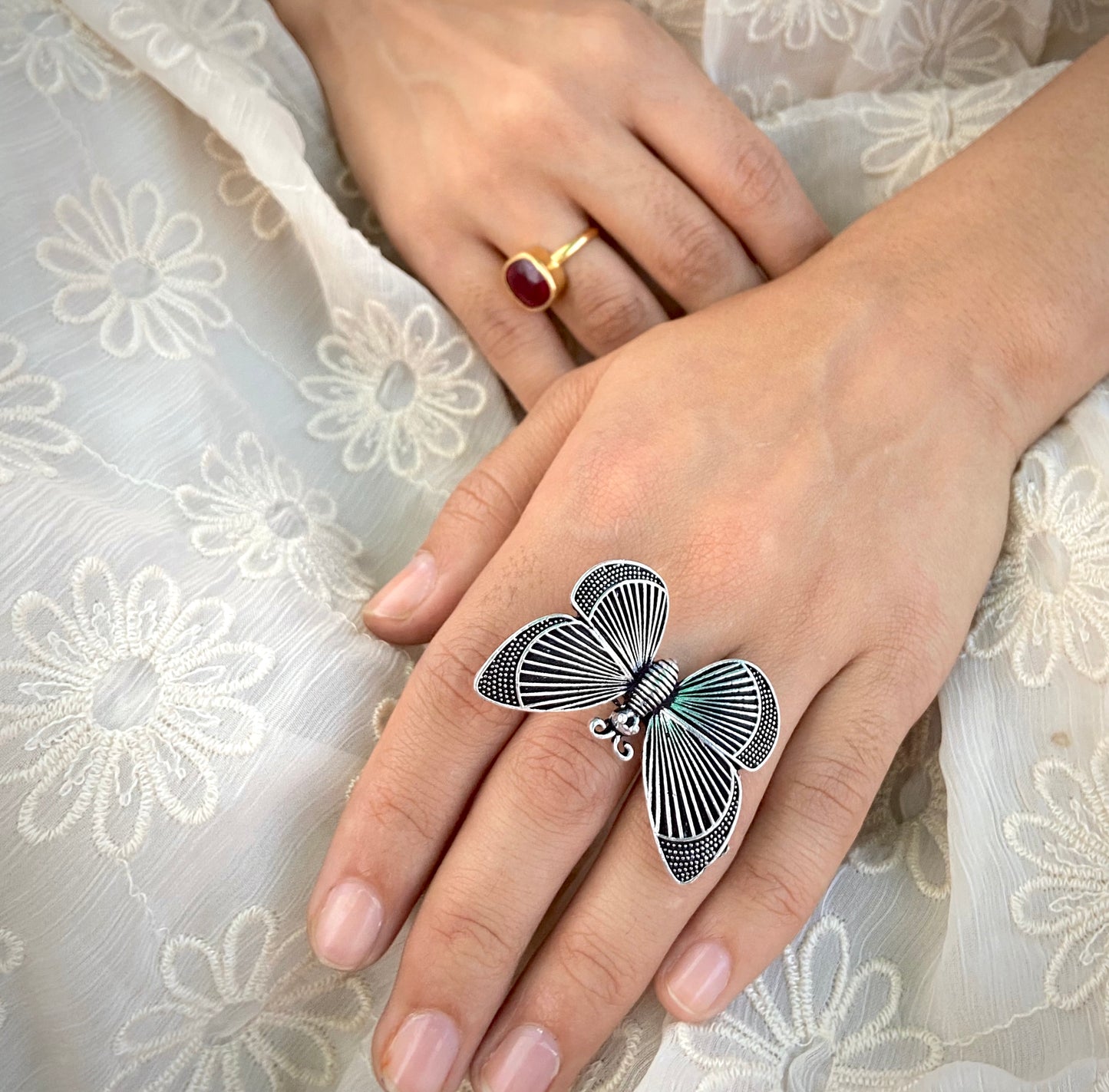 SILVER BUTTERFLY RING - Bloom - By Sushmita