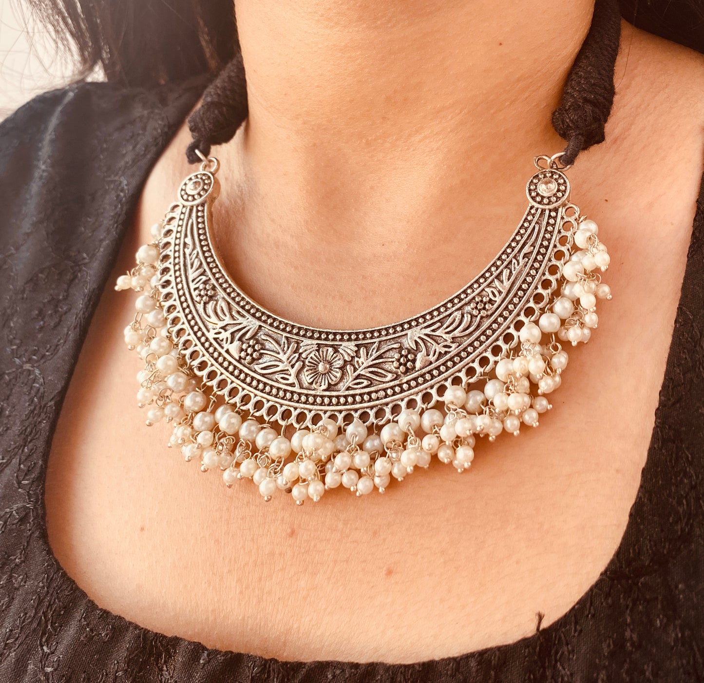 White Pearl Necklace - Bloom - By Sushmita